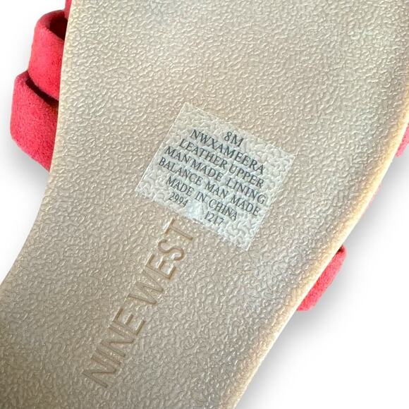 Nine West Xameera Red Suede Ankle Tie Flat Braided Toe Sandals Size 8 NEW NO BOX - Picture 11 of 11